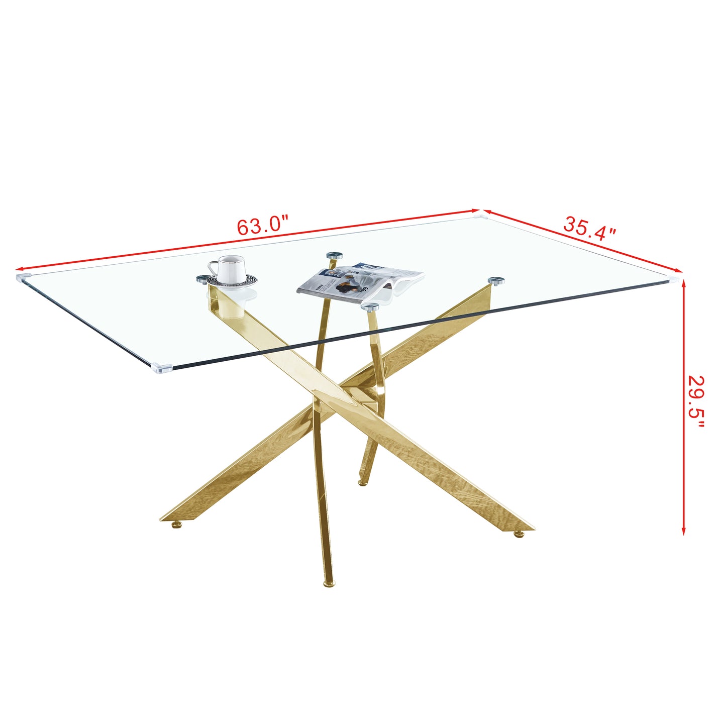 Rectangular Tempered Glass Dining Table, Modern Dining Room Interior Design, For 6 People