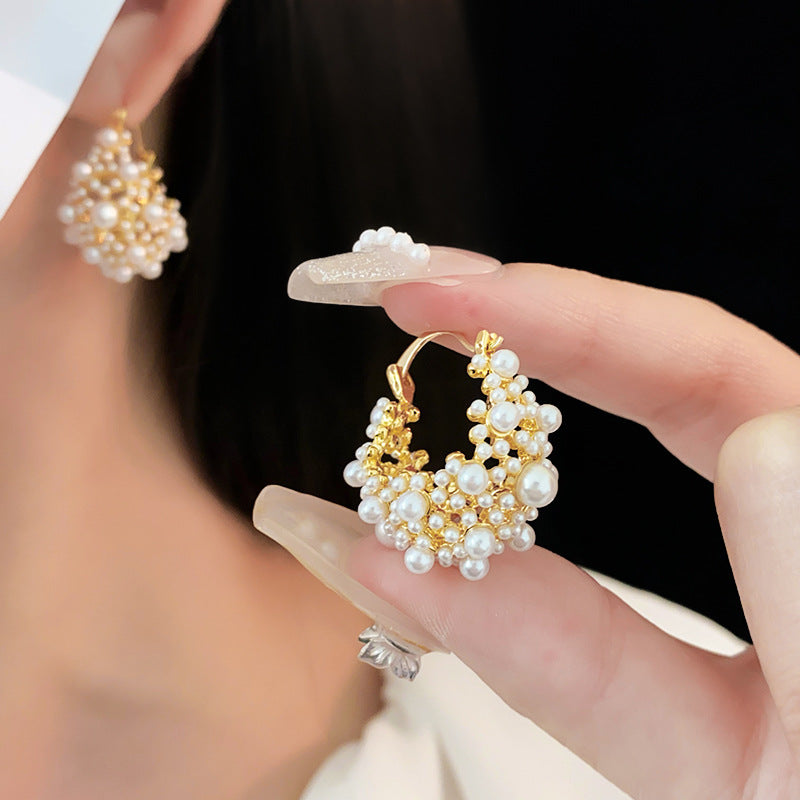 French retro palace style earrings with light luxury and high-end feel